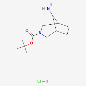 8-Amino-3-aza-bicyclo[3.2.1]octane-3-carboxylic acid tert-butyl ester hydrochloride chemical structure (CAS 1427195-31-0)