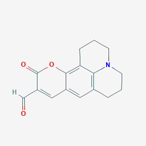 11-Oxo-2,3,6,7-tetrahydro-1H,5H,11H-pyrano[2,3-f]pyrido[3,2,1-ij]quinoline-10-carbaldehyde chemical structure (CAS 142730-52-7)