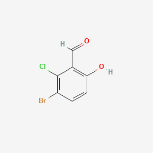3-Bromo-2-chloro-6-hydroxybenzaldehyde chemical structure (CAS 1427373-68-9)