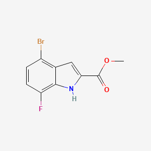 Methyl 4-bromo-7-fluoro-1H-indole-2-carboxylate chemical structure (CAS 1427380-14-0)