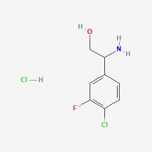 2-Amino-2-(4-chloro-3-fluorophenyl)ethan-1-ol hydrochloride chemical structure (CAS 1427380-48-0)