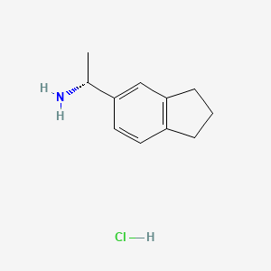 (R)-1-(2,3-Dihydro-1H-inden-5-yl)ethan-1-amine hydrochloride chemical structure (CAS 1427393-49-4)