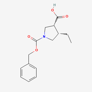 (3R,4S)-1-((Benzyloxy)carbonyl)-4-ethylpyrrolidine-3-carboxylic acid chemical structure (CAS 1428243-24-6)