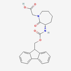 (S)-2-(3-((((9H-Fluoren-9-yl)methoxy)carbonyl)amino)-2-oxoazepan-1-yl)acetic acid chemical structure (CAS 142855-79-6)