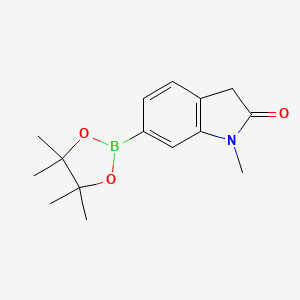 1-Methyl-6-(4,4,5,5-tetramethyl-1,3,2-dioxaborolan-2-yl)indolin-2-one chemical structure (CAS 1428666-17-4)