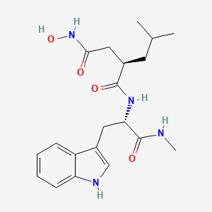 (R)-N1-((S)-3-(1H-Indol-3-yl)-1-(methylamino)-1-oxopropan-2-yl)-N4-hydroxy-2-isobutylsuccinamide chemical structure (CAS 142880-36-2)