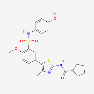 N-(5-(3-(N-(4-Hydroxyphenyl)sulfamoyl)-4-methoxyphenyl)-4-methylthiazol-2-yl)cyclopentanecarboxamide chemical structure (CAS 1429624-84-9)