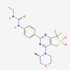 (S)-1-(4-(7,7-Dimethyl-4-(3-methylmorpholino)-6,6-dioxido-5,7-dihydrothieno[3,4-d]pyrimidin-2-yl)phenyl)-3-ethylurea chemical structure (CAS 1429639-50-8)