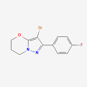 3-Bromo-2-(4-fluorophenyl)-6,7-dihydro-5H-pyrazolo[5,1-b][1,3]oxazine chemical structure (CAS 1429893-25-3)