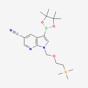 3-(4,4,5,5-Tetramethyl-1,3,2-dioxaborolan-2-yl)-1-((2-(trimethylsilyl)ethoxy)methyl)-1H-pyrrolo[2,3-b]pyridine-5-carbonitrile chemical structure (CAS 1429906-71-7)