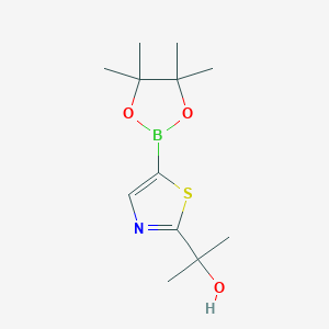 2-(5-(4,4,5,5-Tetramethyl-1,3,2-dioxaborolan-2-yl)thiazol-2-yl)propan-2-ol chemical structure (CAS 1429913-30-3)