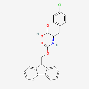(R)-2-((((9H-Fluoren-9-yl)methoxy)carbonyl)amino)-3-(4-chlorophenyl)propanoic acid chemical structure (CAS 142994-19-2)