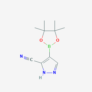 4-(4,4,5,5-Tetramethyl-1,3,2-dioxaborolan-2-yl)-1H-pyrazole-3-carbonitrile chemical structure (CAS 1430754-35-0)