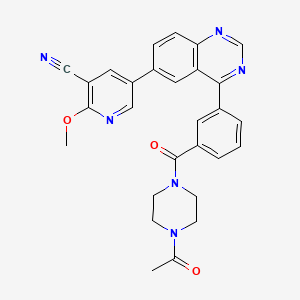 5-(4-(3-(4-Acetylpiperazine-1-carbonyl)phenyl)quinazolin-6-yl)-2-methoxynicotinonitrile chemical structure (CAS 1431540-99-6)