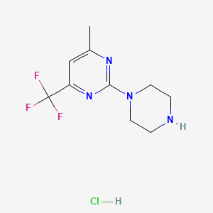4-Methyl-2-(piperazin-1-yl)-6-(trifluoromethyl)pyrimidine hydrochloride chemical structure (CAS 1431966-63-0)