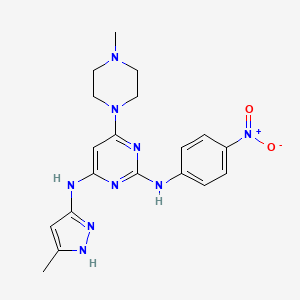 N4-(5-Methyl-1H-pyrazol-3-yl)-6-(4-methylpiperazin-1-yl)-N2-(4-nitrophenyl)pyrimidine-2,4-diamine chemical structure (CAS 1432515-73-5)