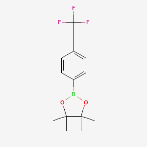 4,4,5,5-Tetramethyl-2-(4-(1,1,1-trifluoro-2-methylpropan-2-yl)phenyl)-1,3,2-dioxaborolane chemical structure (CAS 1432571-98-6)