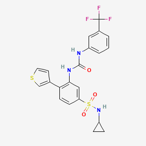 N-Cyclopropyl-4-(thiophen-3-yl)-3-(3-(3-(trifluoromethyl)phenyl)ureido)benzenesulfonamide chemical structure (CAS 1432660-47-3)