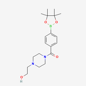 (4-(2-Hydroxyethyl)piperazin-1-yl)(4-(4,4,5,5-tetramethyl-1,3,2-dioxaborolan-2-yl)phenyl)methanone chemical structure (CAS 1432742-20-5)