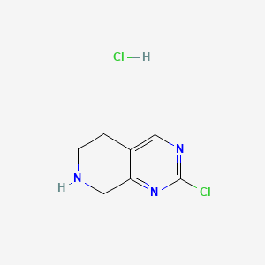 2-Chloro-5,6,7,8-tetrahydropyrido[3,4-d]pyrimidine hydrochloride chemical structure (CAS 1432795-17-9)