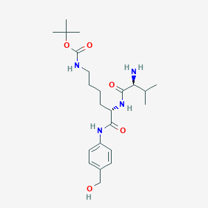 tert-Butyl ((S)-5-((S)-2-amino-3-methylbutanamido)-6-((4-(hydroxymethyl)phenyl)amino)-6-oxohexyl)carbamate chemical structure (CAS 1432969-86-2)