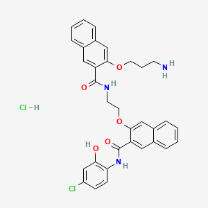 3-(3-Aminopropoxy)-N-(2-((3-((4-chloro-2-hydroxyphenyl)carbamoyl)naphthalen-2-yl)oxy)ethyl)-2-naphthamide hydrochloride chemical structure (CAS 1433286-70-4)