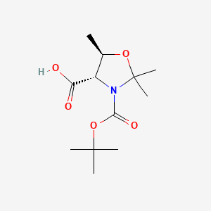 (4S,5R)-3-(tert-Butoxycarbonyl)-2,2,5-trimethyloxazolidine-4-carboxylic acid chemical structure (CAS 143364-85-6)