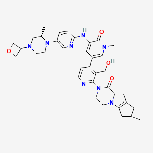 (S)-2-(3'-(Hydroxymethyl)-1-methyl-5-((5-(2-methyl-4-(oxetan-3-yl)piperazin-1-yl)pyridin-2-yl)amino)-6-oxo-1,6-dihydro-[3,4'-bipyridin]-2'-yl)-7,7-dimethyl-3,4,7,8-tetrahydro-2H-cyclopenta[4,5]pyrrolo[1,2-a]pyrazin-1(6H)-one chemical structure (CAS 1434048-34-6)