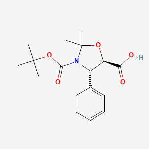 (4S,5R)-3-(tert-Butoxycarbonyl)-2,2-dimethyl-4-phenyloxazolidine-5-carboxylic acid chemical structure (CAS 143527-70-2)