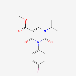 Ethyl 3-(4-fluorophenyl)-1-isopropyl-2,4-dioxo-1,2,3,4-tetrahydropyrimidine-5-carboxylate chemical structure (CAS 1437323-27-7)