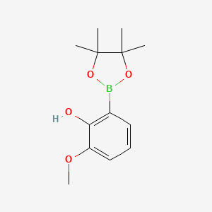 2-Methoxy-6-(4,4,5,5-tetramethyl-1,3,2-dioxaborolan-2-yl)phenol chemical structure (CAS 1437769-82-8)