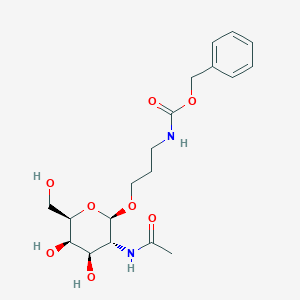 Benzyl (3-(((2R,3R,4R,5R,6R)-3-acetamido-4,5-dihydroxy-6-(hydroxymethyl)tetrahydro-2H-pyran-2-yl)oxy)propyl)carbamate chemical structure (CAS 143918-34-7)