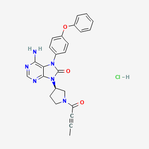 (R)-6-Amino-9-(1-(but-2-ynoyl)pyrrolidin-3-yl)-7-(4-phenoxyphenyl)-7,9-dihydro-8H-purin-8-one hydrochloride chemical structure (CAS 1439901-97-9)