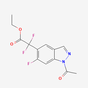 Ethyl 2-(1-acetyl-6-fluoro-1H-indazol-5-yl)-2,2-difluoroacetate chemical structure (CAS 1440965-38-7)