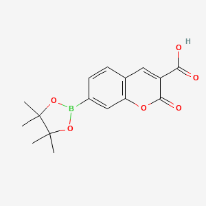 2-Oxo-7-(4,4,5,5-tetramethyl-1,3,2-dioxaborolan-2-yl)-2H-chromene-3-carboxylic acid chemical structure (CAS 1442461-73-5)