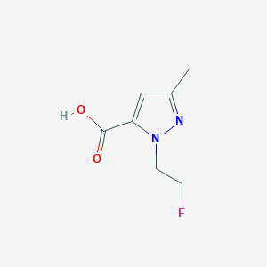 1-(2-Fluoroethyl)-3-methyl-1H-pyrazole-5-carboxylic acid chemical structure (CAS 1443279-33-1)