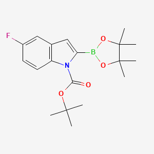 tert-Butyl 5-fluoro-2-(4,4,5,5-tetramethyl-1,3,2-dioxaborolan-2-yl)-1H-indole-1-carboxylate chemical structure (CAS 1443377-15-8)