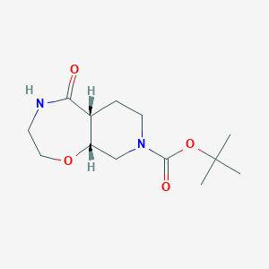 rel-(5aR,9aR)-tert-Butyl 5-oxooctahydropyrido[4,3-f][1,4]oxazepine-8(2H)-carboxylate chemical structure (CAS 1445951-28-9)