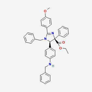 rel-Ethyl (4R,5R)-1-benzyl-5-(4-(benzylamino)phenyl)-2-(4-methoxyphenyl)-4-phenyl-4,5-dihydro-1H-imidazole-4-carboxylate chemical structure (CAS 1446350-60-2)