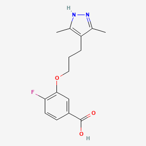 3-(3-(3,5-Dimethyl-1H-pyrazol-4-yl)propoxy)-4-fluorobenzoic acid chemical structure (CAS 1446711-81-4)