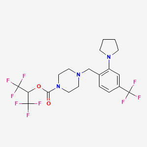 1,1,1,3,3,3-Hexafluoropropan-2-yl 4-(2-(pyrrolidin-1-yl)-4-(trifluoromethyl)benzyl)piperazine-1-carboxylate chemical structure (CAS 1446817-84-0)