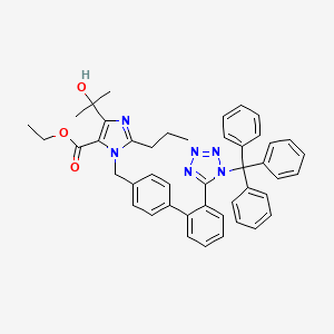 Ethyl 4-(2-hydroxypropan-2-yl)-2-propyl-1-((2'-(1-trityl-1H-tetrazol-5-yl)-[1,1'-biphenyl]-4-yl)methyl)-1H-imidazole-5-carboxylate chemical structure (CAS 144690-33-5)