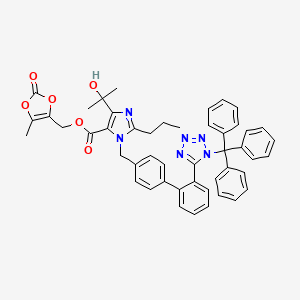(5-Methyl-2-oxo-1,3-dioxol-4-yl)methyl 4-(2-hydroxypropan-2-yl)-2-propyl-1-((2'-(1-trityl-1H-tetrazol-5-yl)-[1,1'-biphenyl]-4-yl)methyl)-1H-imidazole-5-carboxylate chemical structure (CAS 144690-92-6)
