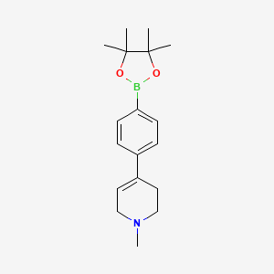 1-Methyl-4-(4-(4,4,5,5-tetramethyl-1,3,2-dioxaborolan-2-yl)phenyl)-1,2,3,6-tetrahydropyridine chemical structure (CAS 1447696-00-5)