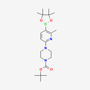 tert-Butyl 4-(6-methyl-5-(4,4,5,5-tetramethyl-1,3,2-dioxaborolan-2-yl)pyridin-2-yl)piperazine-1-carboxylate chemical structure (CAS 1447764-87-5)