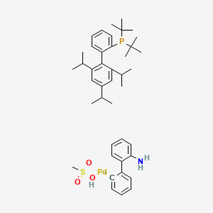 Methanesulfonato(2-di-t-butylphosphino-2',4',6'-tri-i-propyl-1,1'-biphenyl)(2'-amino-1,1'-biphenyl-2-yl)palladium(II) chemical structure (CAS 1447963-75-8)