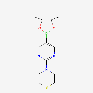 4-(5-(4,4,5,5-Tetramethyl-1,3,2-dioxaborolan-2-yl)pyrimidin-2-yl)thiomorpholine chemical structure (CAS 1448172-69-7)