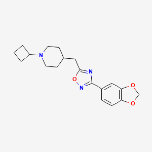 3-(Benzo[d][1,3]dioxol-5-yl)-5-((1-cyclobutylpiperidin-4-yl)methyl)-1,2,4-oxadiazole chemical structure (CAS 1448422-61-4)