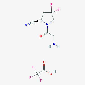 (S)-4,4-Difluoro-1-glycylpyrrolidine-2-carbonitrile 2,2,2-trifluoroacetate chemical structure (CAS 1448440-40-1)