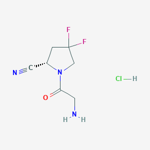 (S)-1-(2-Aminoacetyl)-4,4-difluoropyrrolidine-2-carbonitrile hydrochloride chemical structure (CAS 1448440-51-4)